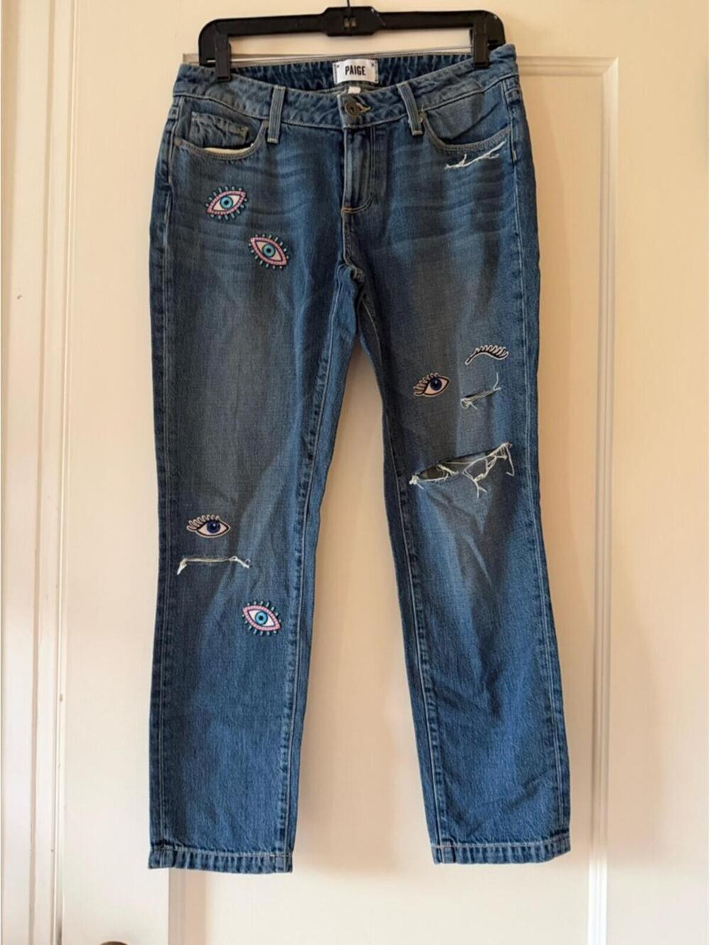 Paige Denim Jimmy Jimmy Ankle Eye Patch Jeans 26